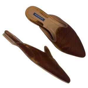 Margaux Velvet Pointed Toe Slip On Mules Rust Brown Size 41.5M